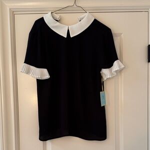 CeCe Black Top with White Accents